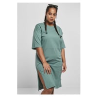 Dámské šaty // Urban classics  Ladies Organic Oversized Slit Tee Dress paleleaf