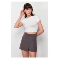Trendyol Anthracite Knot Detailed Woven Short Skirt