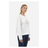 Mikina la martina woman fleece crew neck diagona bílá