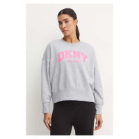 Mikina Dkny dámská, šedá barva, s aplikací, DP4T9944