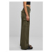 Ladies High Waist Wide Leg Twill Cargo Pants - olive