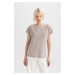 DEFACTO Crew Neck Puff Printed Short Sleeve T-Shirt