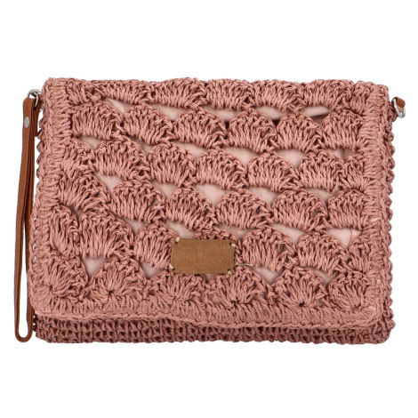 Měkká kabelka do ruky s pleteným vzorem Vivalo, růžová Firenze