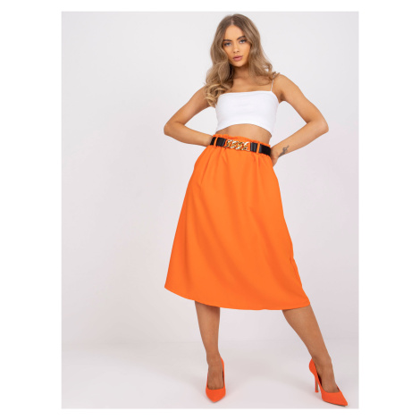 Oranžová elegantní lichoběžníková sukně Fashionhunters