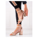 Designové hnědé dámské  sandály na širokém podpatku