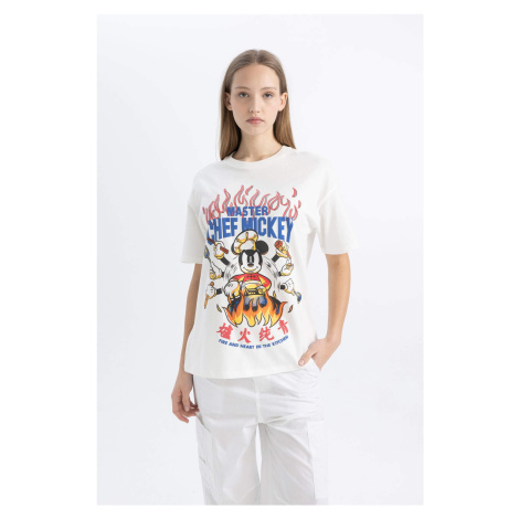 DEFACTO Oversize Fit Mickey & Minnie Licensed Crew Neck Printed Short Sleeve T-Shirt