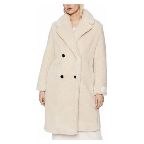Béžový kožešinový kabát - TOMMY HILFIGER TEDDY