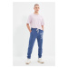Trendyol Indigo Men's Regular Fit Elastic Leg Printed Sweatpants