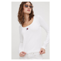 Tričko s dlouhým rukávem Tommy Jeans bílá barva, DW0DW17397