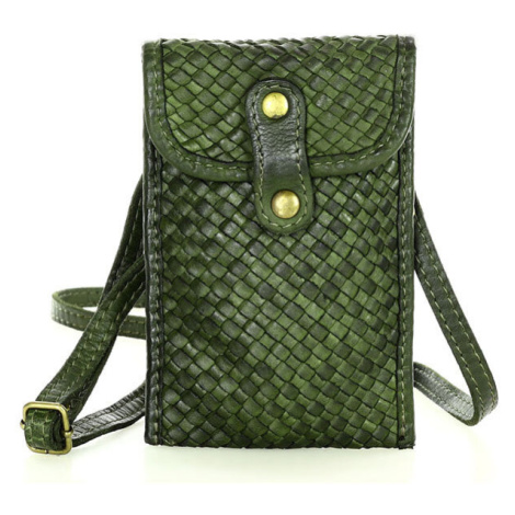 Kožená crossbody kabelka Mazzini MM214 zelená GENUINE LEATHER