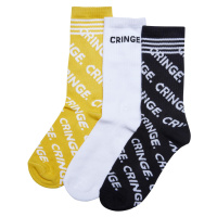 Cringe ponožky 3-balení černá/bílá/žlutá