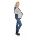 Těhotenský svetr, pletený vzor - jeans/šedá, vel. UNI