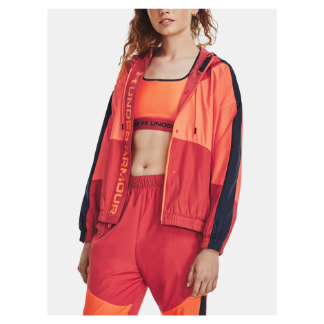 Under Armour Bunda UA Rush Woven FZ Jacket-RED - Dámské