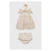 Dětské šaty s příměsí lnu Mayoral Newborn béžová barva, mini