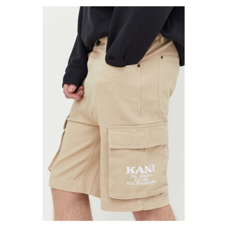 Bavlněné šortky Karl Kani béžová barva