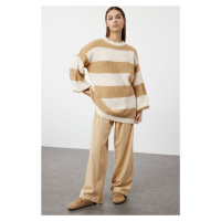 Trendyol Mink Soft Textured Thessaloniki Knitted Knitwear Striped Sweater