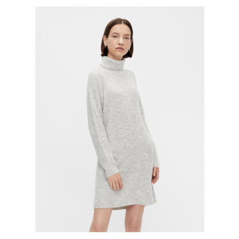 Světle šedé žíhané svetrové šaty s příměsí vlny Pieces Ellen