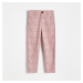 Reserved - Kostkované kalhoty cigaretového střihu - Růžová