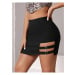 30984 Dewberry Double Buckle Mini Women Skirt-BLACK