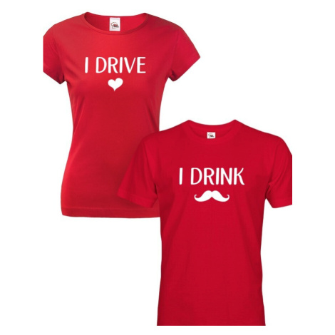 Vtipná párová trička s potiskem I drive I drink - skvělý dárek pro páry BezvaTriko