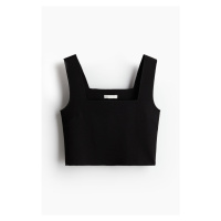 H & M - Cropped vest top - černá