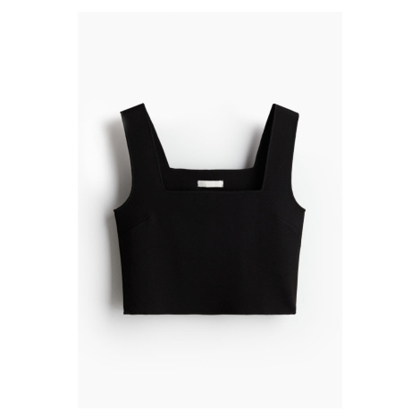 H & M - Cropped vest top - černá H&M