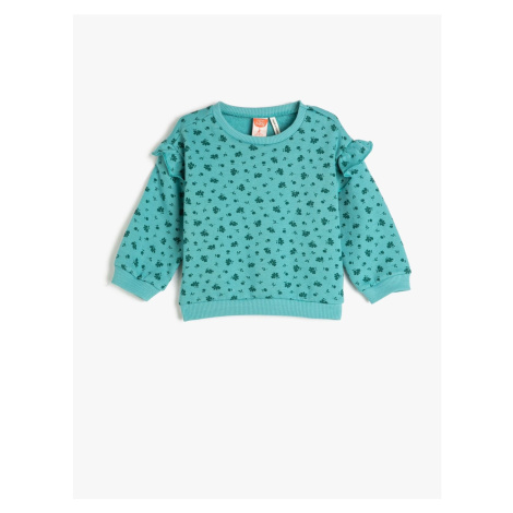 Koton Sweat Ruffle Floral Long Sleeve Crew Neck Cotton