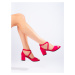 Luxusní sandály dámské růžové na širokém podpatku