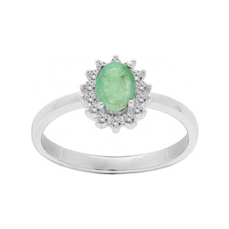 Brilio Silver Nádherný stříbrný prsten se smaragdem R-FS-5626E 58 mm