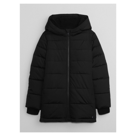 Černá dětská prošívaná zimní bunda s kapucí GAP