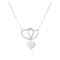 Beneto Romantický bicolor náhrdelník se srdíčky AGS1267/47-2