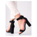 Módní  sandály černé dámské na širokém podpatku