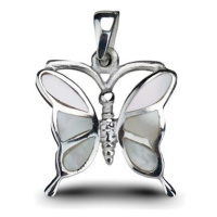 ORIENTAL Stříbrný přívěsek Motýl s perletí (Ag 925/1000, )