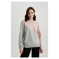 DEFACTO Relax Fit Crew Neck Color Block Sweater