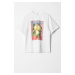 H & M - Oversized Print T-Shirt - bílá