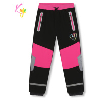 Dívčí softshellové kalhoty, zateplené KUGO HK5609, černá / růžové zipy Barva: Černá