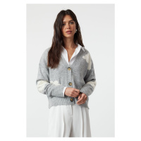 Trendyol Gray Soft Textured Cloud Patterned Knitwear Cardigan