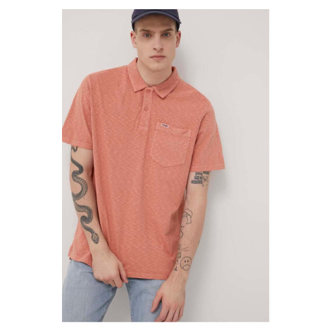 Bavlněné polo tričko Wrangler oranžová barva, hladký