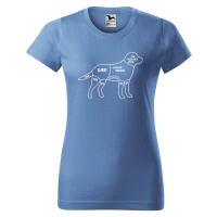 DOBRÝ TRIKO Dámské tričko s potiskem Kde drbat psa Barva: Azurová modrá