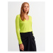 Dilvin 2443 V Neck Sleeve Cuff Dropped Sweater-lime