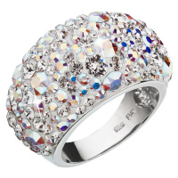 Evolution Group Stříbrný prsten s krystaly Swarovski crystaly ab 35028.2 ab efekt