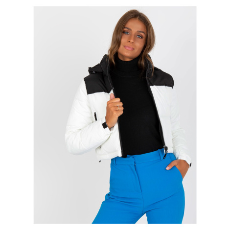 Černobílá prošívaná dámská zimní bunda s kapsami HONEY WINTER