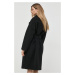 Vlněný kabát Pinko černá barva, přechodný, oversize
