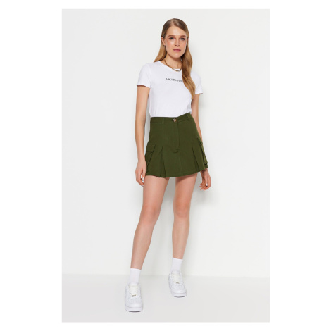 Trendyol Khaki Weave Short Skirt with Cargo Pocket