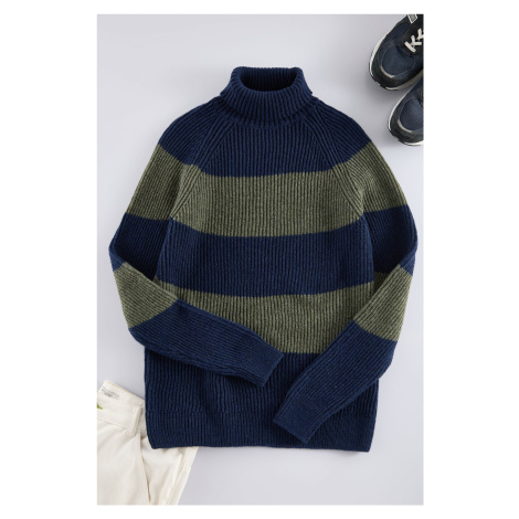 Trendyol Khaki Slim Turtleneck Color Blocked Knitwear Sweater