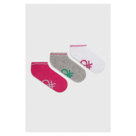 Dětské ponožky United Colors of Benetton 3-pack růžová barva