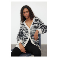 Trendyol Stone Soft Texture Zebra Patterned Knitwear Cardigan