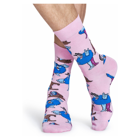 Růžové ponožky Happy Socks s Modráky, vzor Chief Blue Meanie & Jeremy x The Beatles