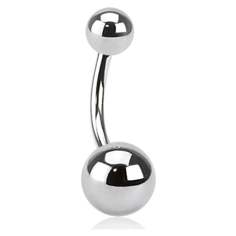 Ocelový piercing do pupíku stříbrné barvy - jednoduché kuličky, tloušťka 1,2 mm - Rozměr: 8 mm x Šperky eshop