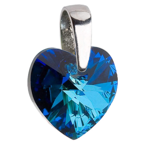 Evolution Group Stříbrný přívěsek s krystaly Swarovski modré srdce 34003.5 bermuda blue